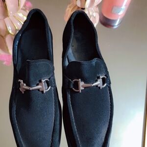 Salvatore Ferragamo Men's Black Suede Loafers Used Like New.